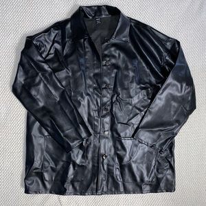 SHEIN Faux Leather Black Trench Coat Size S